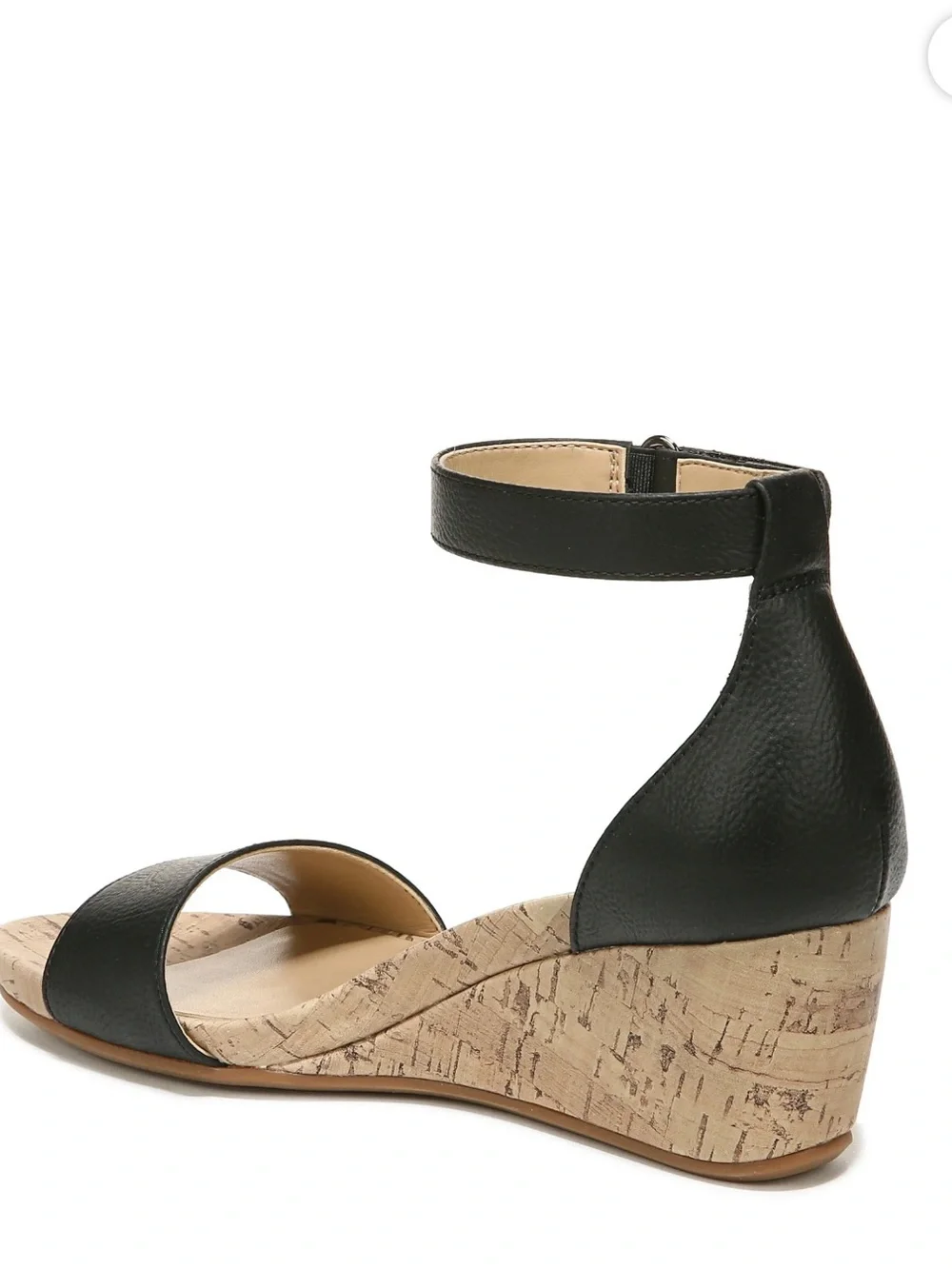 Naturalizer Areda Black Cork Wedge Ankle-Strap Sandal